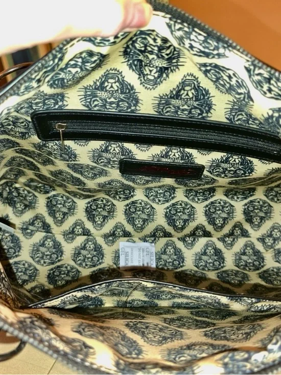 Ed Hardy Black Embossed Rhinestone Cross Satchel Shoulder Bag Vegan Leather NWT - Picture 7 of 9